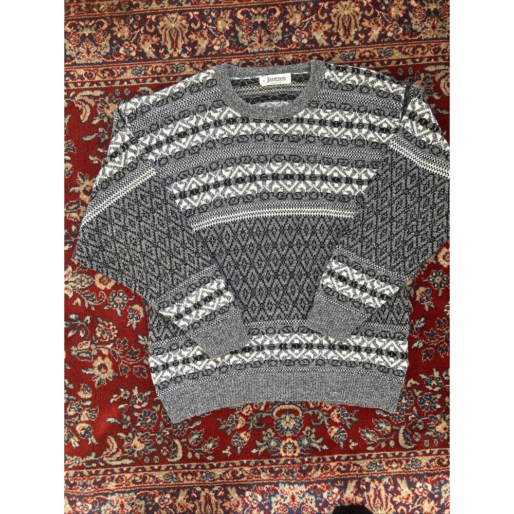 Men’s XL Vintage Jantzen Black Acrylic Grandpa Sweater Nordic